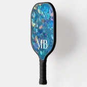 Blauwgroen holografisch glitterglammonogram pickleball paddle (Links)