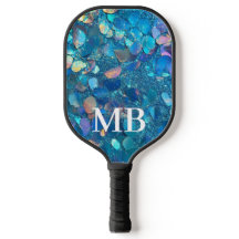 Blauwgroen holografisch glitterglammonogram