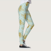 Blauwgroen Honeycomb Golden bijen Leggings (Rechts)