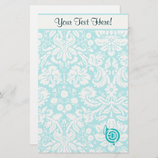 Blauwgroen horn briefpapier (Voorkant / Achterkant)