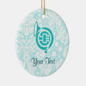 Blauwgroen horn keramisch ornament (Rechts)