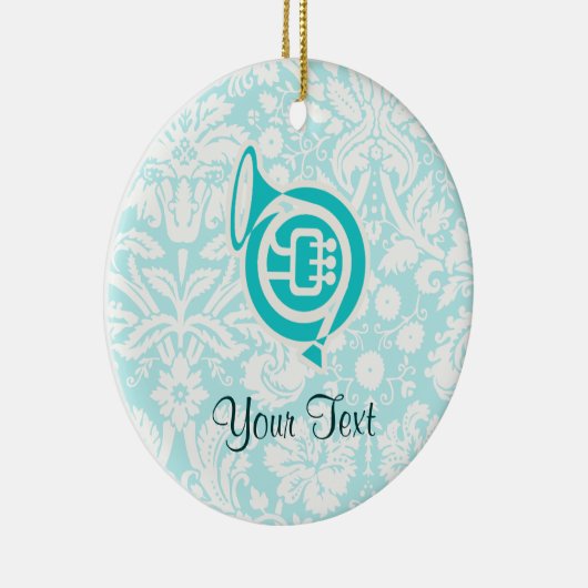 Blauwgroen horn keramisch ornament (Rechts)