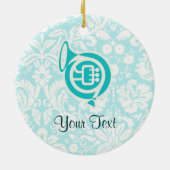 Blauwgroen horn keramisch ornament (Achterkant)