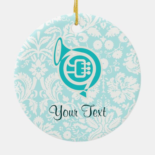 Blauwgroen horn keramisch ornament (Achterkant)