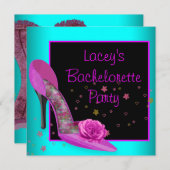Blauwgroen Hot Pink High Heel Corset Bachelorette  Kaart (Voorkant / Achterkant)