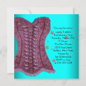 Blauwgroen Hot Pink High Heel Corset Bachelorette  Kaart (Achterkant)