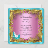 Blauwgroen hotroze glitter op hoog niveau - Birthd Kaart (Achterkant)