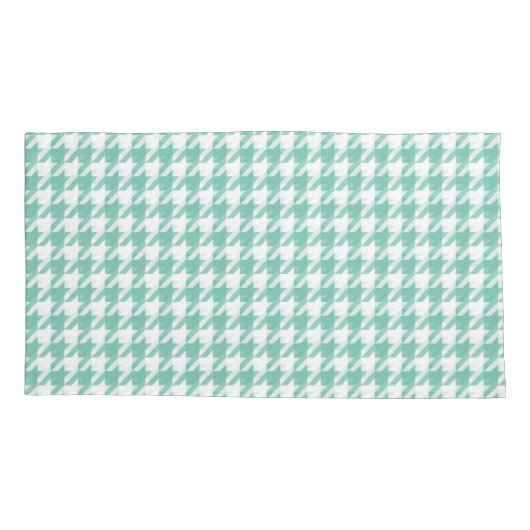 Blauwgroen Houndstooth Kussensloop (Achterkant)