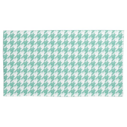 Blauwgroen Houndstooth Kussensloop (Voorkant)
