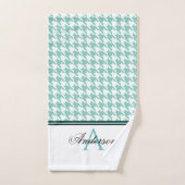 Blauwgroen houndstooth-monogram bad handdoek (Handdoek)