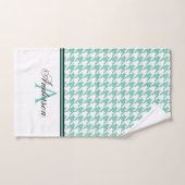 Blauwgroen houndstooth-monogram bad handdoek (Handdoek)