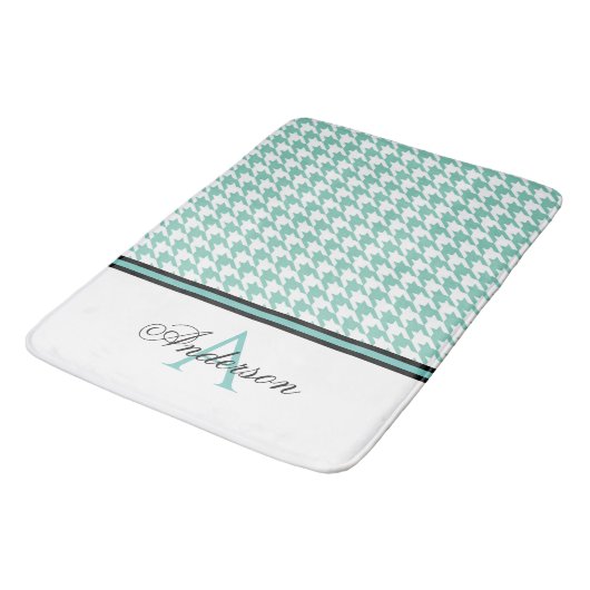 Blauwgroen houndstooth-monogram badmat (Gekanteld)
