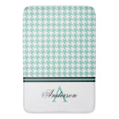 Blauwgroen houndstooth-monogram badmat (Voorkant Verticaal)