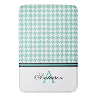 Blauwgroen houndstooth-monogram badmat