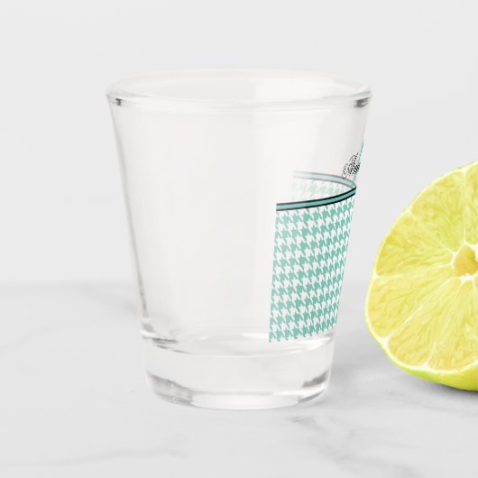 Blauwgroen Houndstooth Shot Glas (Links)