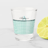 Blauwgroen Houndstooth Shot Glas (Voorkant)