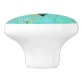 Blauwgroen hout bijtende hartslag keramische knop (Zijkant)