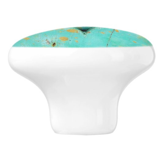 Blauwgroen hout bijtende hartslag keramische knop (Zijkant)