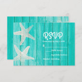 Blauwgroen hout en bruinvissen Elegant Beach RSVP- RSVP Kaartje (Voorkant / Achterkant)