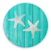 Blauwgroen hout en staarten strand Elegant grafisc Keramische Knop (Voorkant)