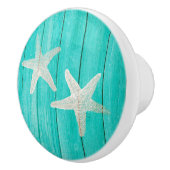 Blauwgroen hout en staarten strand Elegant grafisc Keramische Knop (Rechts)