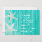 Blauwgroen hout en staarvis Beach Elegant Invitati Kaart (Voorkant)
