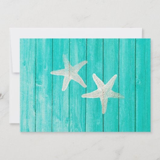 Blauwgroen hout en staarvis Beach Elegant Invitati Kaart (Achterkant)