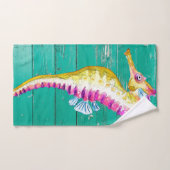 blauwgroen hout van zeepaard bad handdoek (Handdoek)