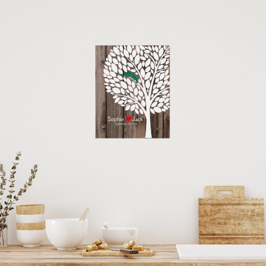 blauwgroen hout voor bruiloft poster (Keuken)