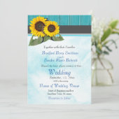 Blauwgroen Hout Waterverf Rustieke Zonnebloem Brui Kaart (Staand voorkant)