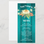 Blauwgroen houtnerf pompoen herfst Thanksgiving Me Menu (Voorkant / Achterkant)