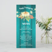 Blauwgroen houtnerf pompoen herfst Thanksgiving Me Menu (Staand voorkant)