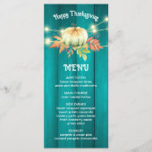 Blauwgroen houtnerf pompoen herfst Thanksgiving Me Menu (Voorkant)