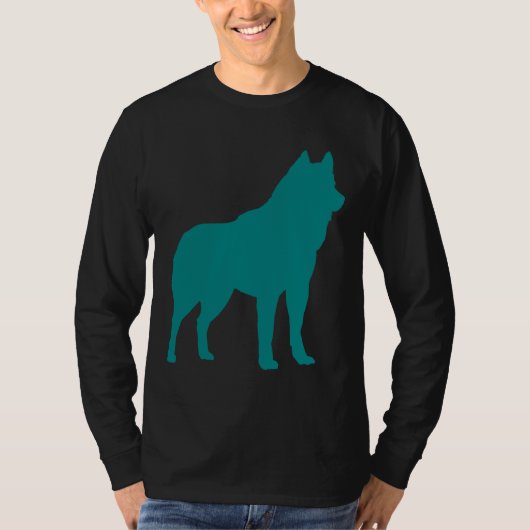 Blauwgroen Husky Silhouet T-shirt (Voorkant)