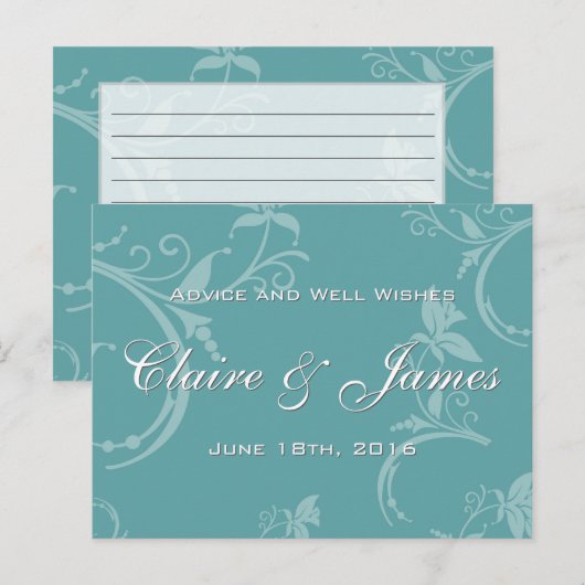  Blauwgroen huwelijksbericht Advieskaart (Voorkant / Achterkant)