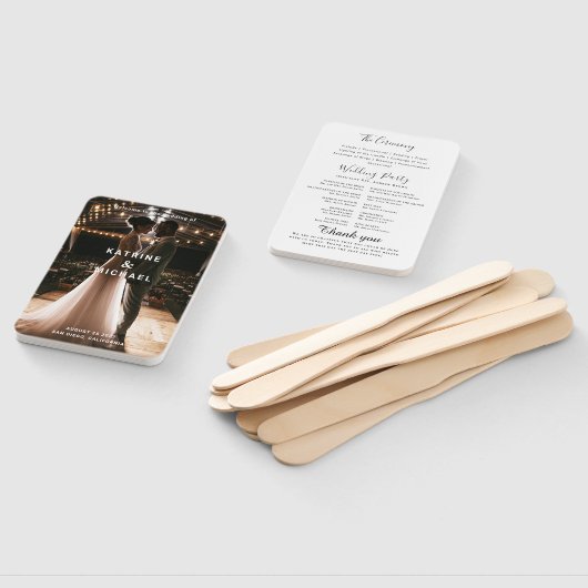 Blauwgroen huwelijksprogramma Hand Fan Handwaaier (Niet-gemonteerd)