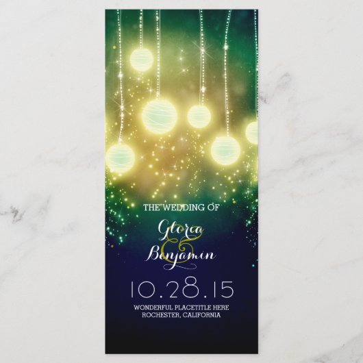 blauwgroen huwelijksprogramma's - romantische lant programmakaart (Voorkant)