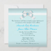  Blauwgroen huwelijksuitnodiging met juwelen Kaart (Achterkant)