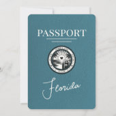 Blauwgroen huwelijksuitnodiging voor Florida Passp Kaart (Achterkant)