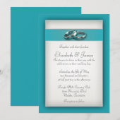 Blauwgroen huwelijksuitnodigingen kaart (Voorkant / Achterkant)