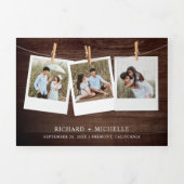 Blauwgroen Hydrangea Mason Jar String Lights Weddi Drieluik Uitnodiging (Cover)