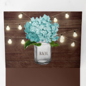 Blauwgroen Hydrangea Mason Jar String Lights Weddi Drieluik Uitnodiging (Binnenzijde eerst)