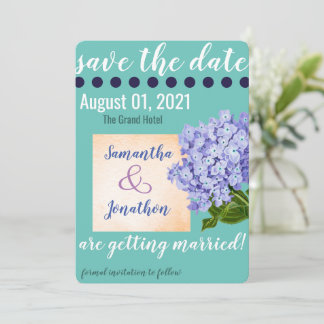 Blauwgroen hydrangea Sparen de DatumKaart van het  Save The Date