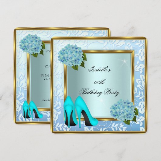  Blauwgroen hydrangeas Floral op hoge hoogte van z Kaart (Voorkant / Achterkant)