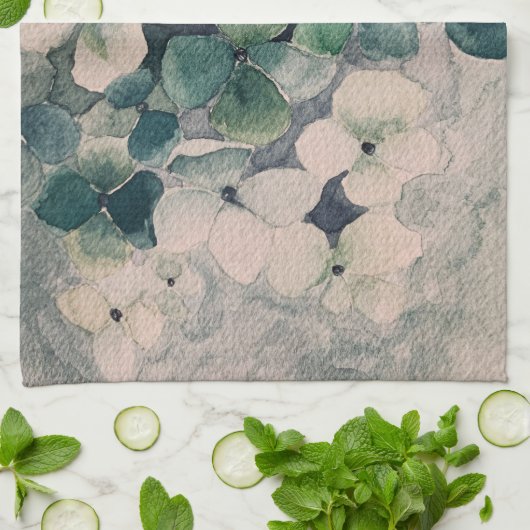 Blauwgroen Hydrangeas keukenhanddoek (Gevouwen)