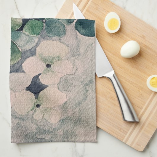 Blauwgroen Hydrangeas keukenhanddoek (Quarter Fold)