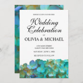 Blauwgroen hydrangeas, theeblauwe paarse bloemen kaart (Voorkant / Achterkant)