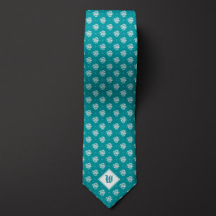 Blauwgroen iconisch drakenmonogram stropdas
