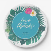 Blauwgroen ID577-Bedankt van het Tropisch huwelijk Papieren Bordje (Voorkant)