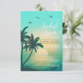 Blauwgroen ID581 van Tropical Isle Sunrise Wedding Kaart (Staand voorkant)